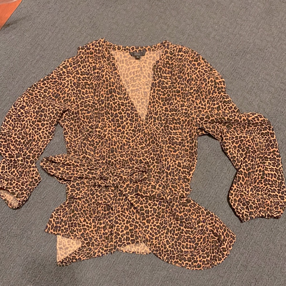 J Crew Leopard Wrap Top